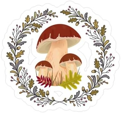 3"x4" CafePress Forest Mushrooms Cottagecore Small Die Cut Sticker, Glossy Finish
