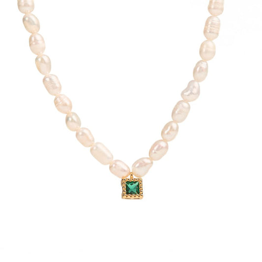 14K Gold Pearl Clavicle Necklace, Freshwater Pearl Beaded Necklace, Beautiful Women's Day, Birthday Gift for Wife,Girlfriend (style one, 14K)