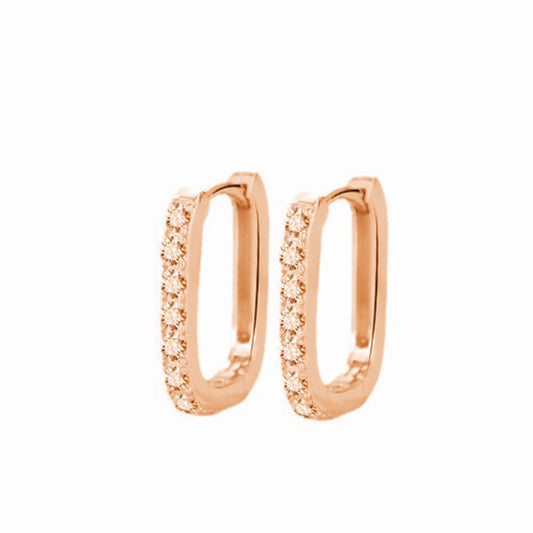 14K Rose Gold D-Color VVS1 Diamond Geometric Hinged Hoop Earrings for Women, Ideal for Valentine's Day or Women's Day Gift (14K, Rose Gold)