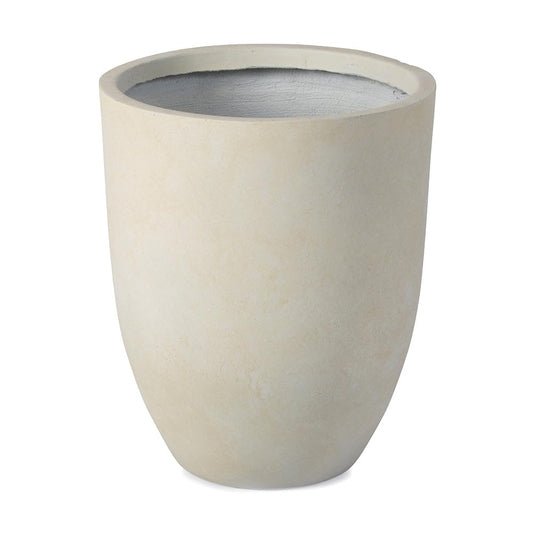 TITAN GREAT OUTDOORS Ash & Ember 18" Laurel Satin Ivory Planter, Lightweight Fiberstone Composite with Weather-Resistant Finish, Modern Planter Pot for Indoor and Outdoor Plants