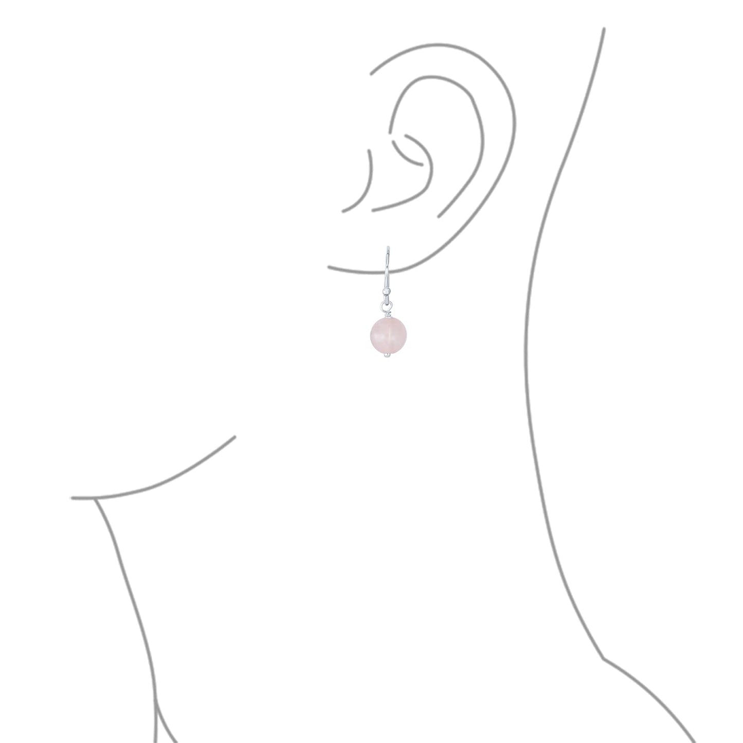 Bling Jewelry Timeless .925 Sterling Silver Pink Rose Quartz, Turquoise Navy Blue Lapis Bead 8mm Ball Drop Earrings Secure Lever Back Genuine Gemstone (Set of 3)