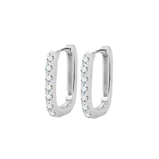 14K Rose Gold D-Color VVS1 Diamond Geometric Hinged Hoop Earrings for Women, Ideal for Valentine's Day or Women's Day Gift (14K, White Gold)