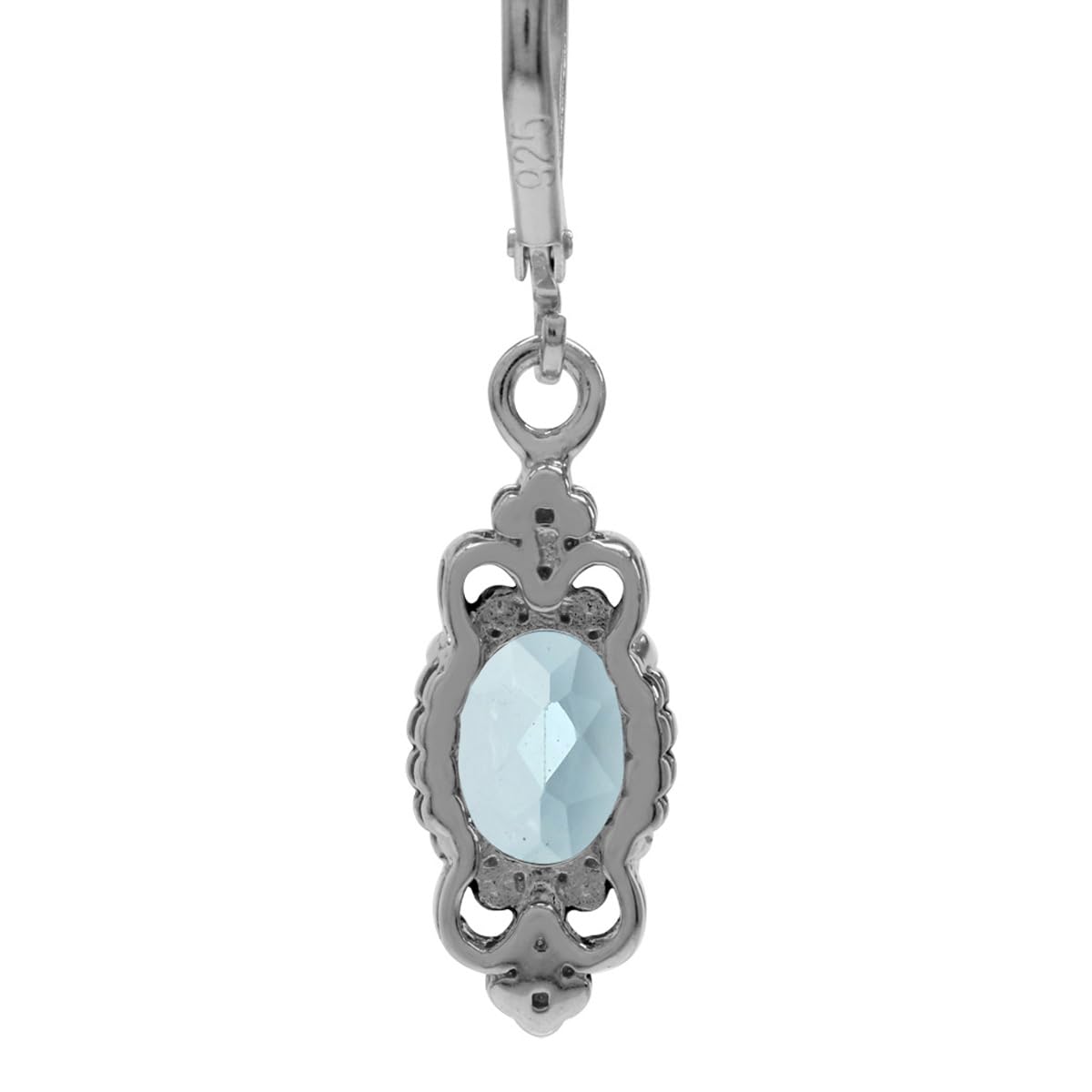 Silvershake 2.74ct. Genuine Blue Topaz 925 Sterling Silver Balinese Style Leverback Dangle Earrings