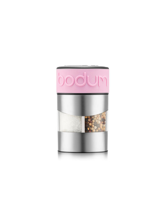 Bodum Twin Dual Salt and Pepper Grinder, Stainless Steel w/Silicone Sleeve, Bubblegum