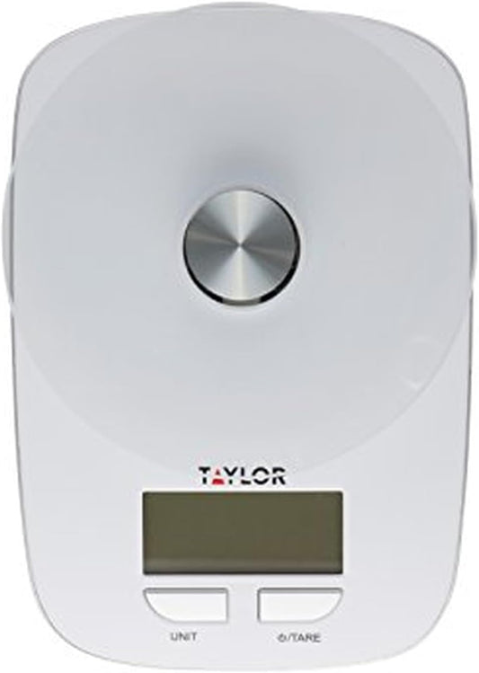 Taylor Precision Products Digital Kitchen Scale - Glass Platform Design, Sleek White Finish