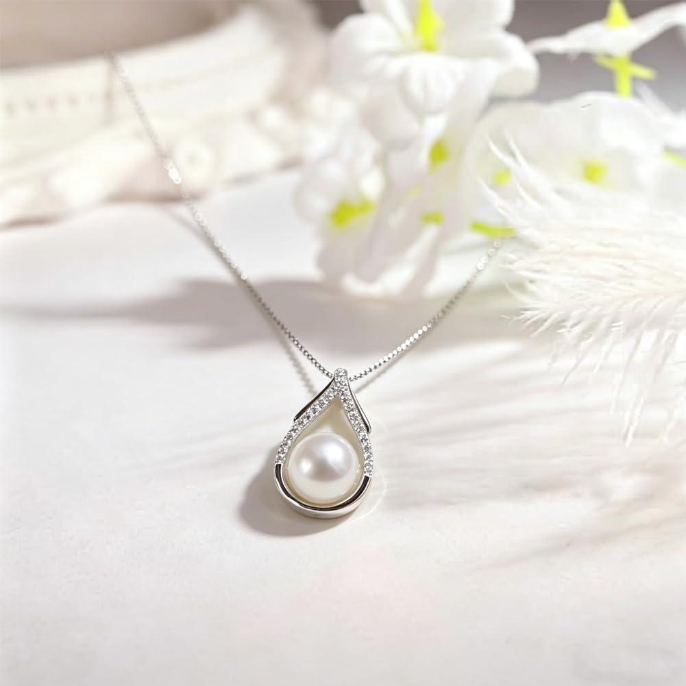 NONNYL Gift for Women Wife- Mothers Day Gifts for Mom Her Couples Present Girlfriend, Gift for Wife Birthday Wedding Anniversary Jewelry Christmas Day Valentine's Gifts- Pearl Necklace