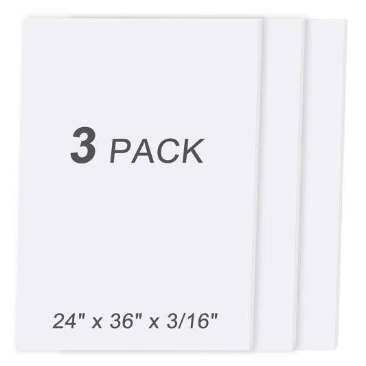 MYFAMIREA 3 Pack White Foam Board 24" x 36", 3/16" (5MM) Thick Board Poster Acid-Free Foam Core, Double Sided Foamboard Sheets for Projects, Art, Craft, Presentations and Wedding Signage