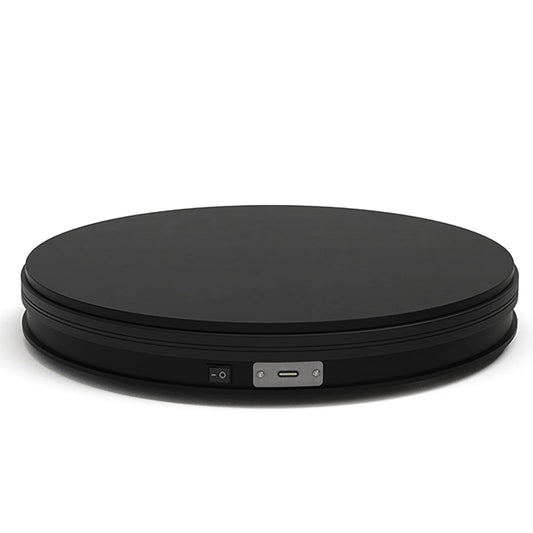 YVV Rotating Display Stand 9.84 Inch, 360° Motorized Turntable Display, USB Powered Spinning Display Platform for Product Photography, Jewelry, Shoes, 22 lbs Load, Black Electric Display Base