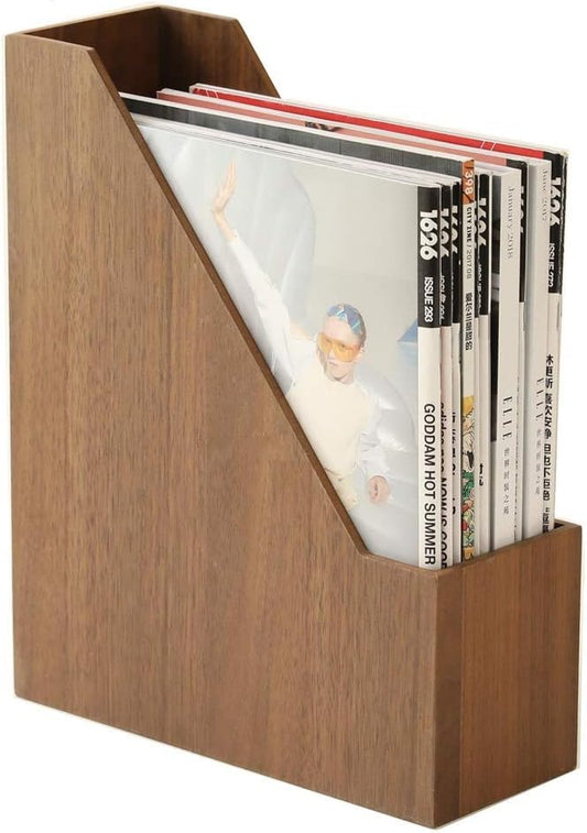 BISOZER Natural Wooden Bookshelf for Home & Office - Sturdy High-Capacity Storage Shelf with Soft Natural Wooden Grain, Durable Modern Design (Dark Wood)