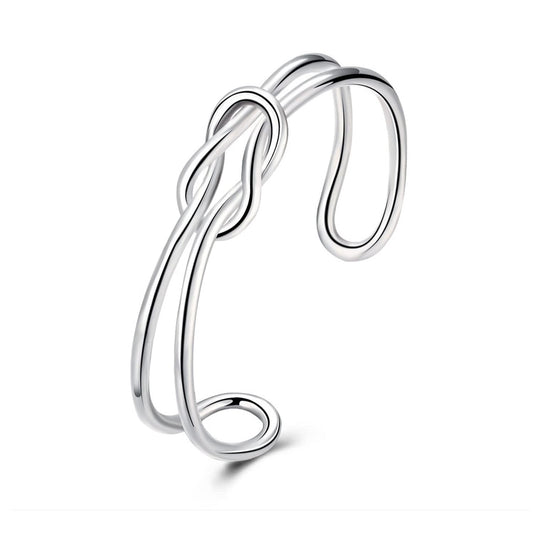 Baoaichi 925 Sterling Silver Bracelet Plated Cuff Bangle Bracelet Fashionable Multi-layer Cross Wire Bangle Bracelet Open Adjustable Wide Cuff Bracelet for Teen Girls Fashion Jewelry (silver O)