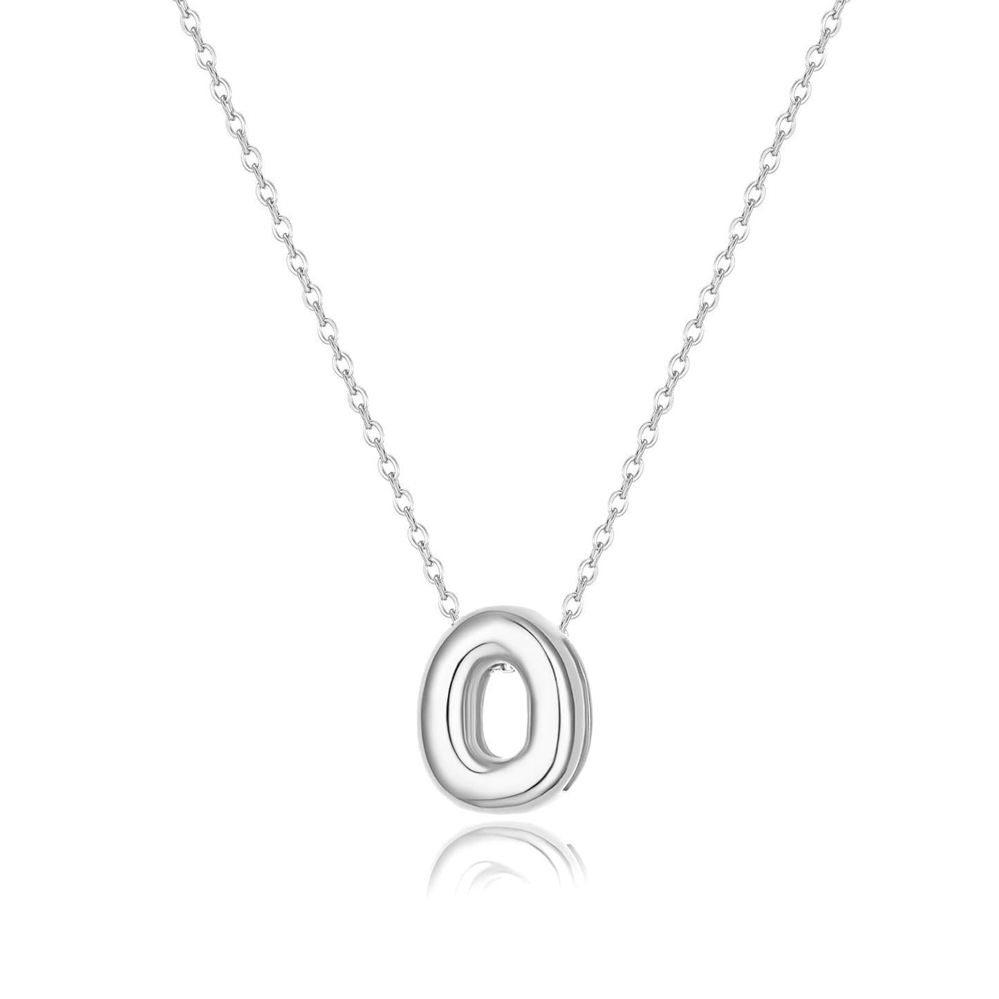 CUEZIY Bubble Silver Letter Necklace Initial Necklaces for Women Dainty Personalized Charm Pendant Name Necklace Cute Non Tarnish Fashion Accessories Teen Gift Trendy Stuff Silver Jewelry Gifts