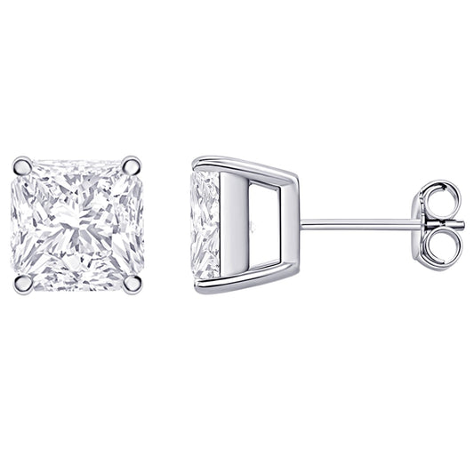 14K White Gold 0.5 Carat Princess Shape LAB GROWN Diamond IGI Certified Stud Earrings for women 4 Prong Push Back (E/F Color VS2/SI1 CLARITY)