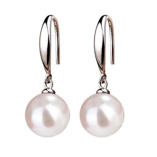 12mm Natural Ocean Pearl Freshwater Cultured Colorful Simulated Beads Drop Dangle Earrings Elegant Birthday Wedding Party Costume Prom Statement Jewelry for Women-cream