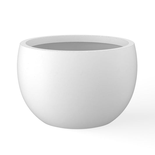 Kante 11.8" Dia Round Concrete Planter, Outdoor/Indoor Large Bowl Plant Pots with Drainage Hole and Rubber Plug for Garden Patio Balcony Home, Pure White