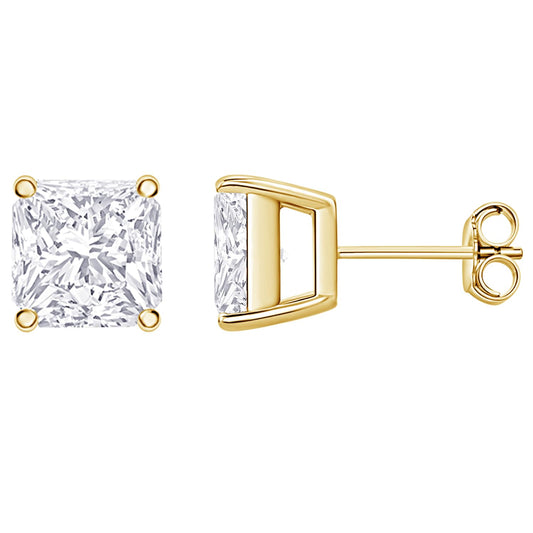 14K Yellow Gold 0.5 Carat Asscher Shape LAB GROWN Diamond IGI Certified Stud Earrings for women 4 Prong Push Back (E/F Color VS2/SI1 CLARITY)