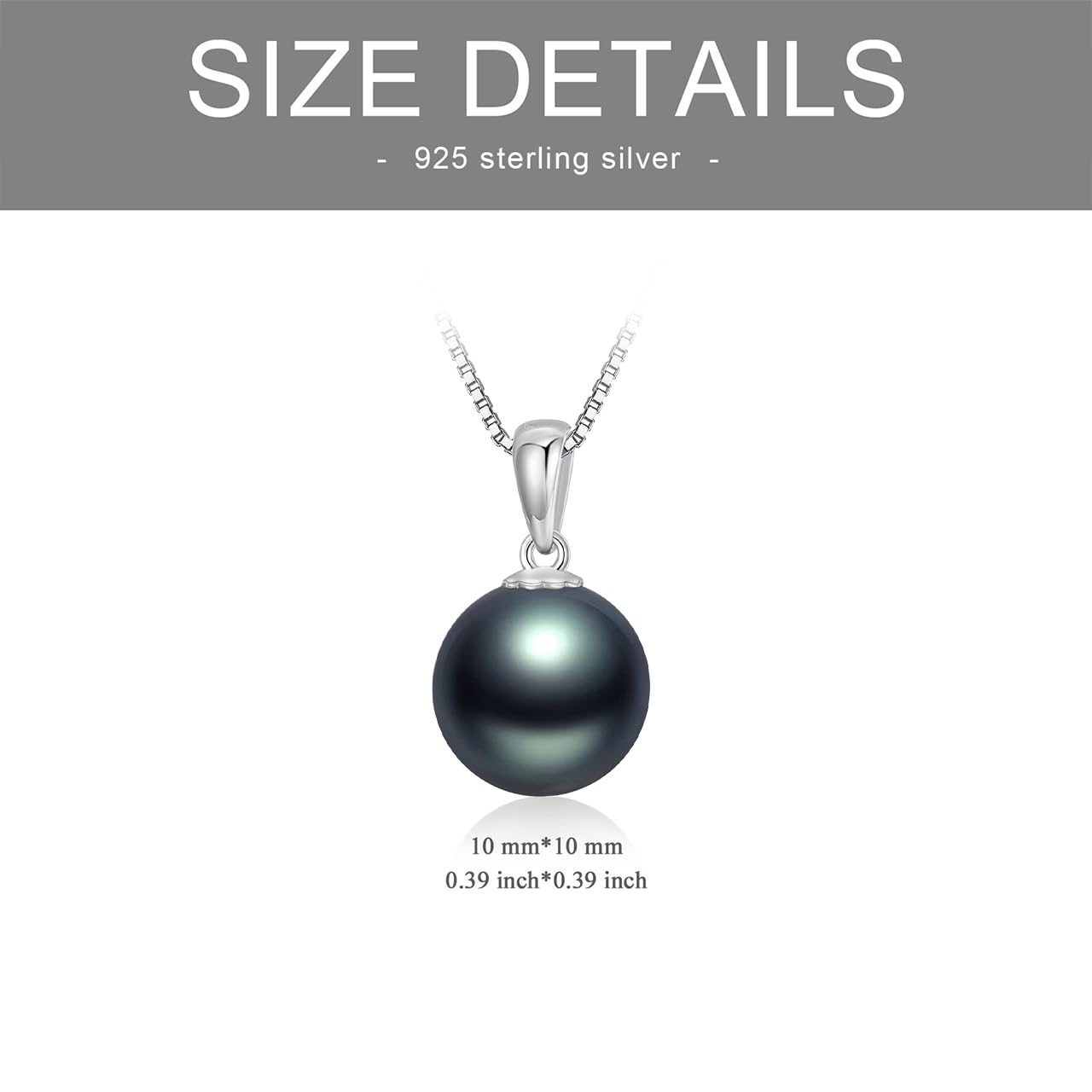 Black Pearl Necklace for Women Tahitian Pearl Pendant Necklace 18k White Gold Plated 925 Sterling Silver Gifts For Women Women's Jewelry