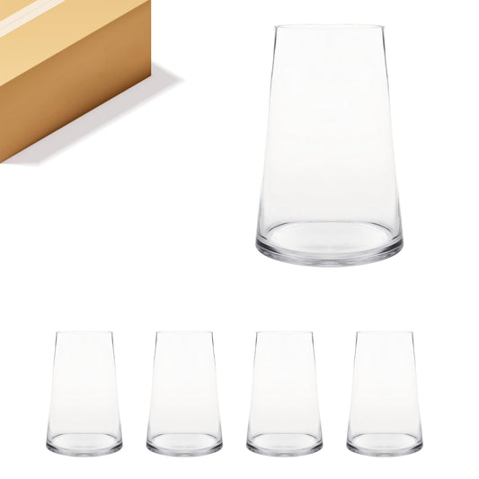 WGV Tapered Glass Vase, Width 7", Height 10", (Multiple Sizes Choices) Clear Taper Up Cylinder Floral Planter Bouquet Centerpiece for Wedding Event Home Decor, 4 Pieces (VTC7210)