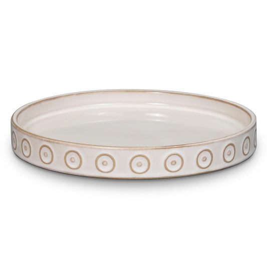 Eightpot Plant Drip Tray - Ceramic Plant Saucer for Outdoors 9.3 Inch Plant Tray for Indoors No Holes Plant Pot Saucer Plant Dishes to Catch Water Round Plant Drainage Trays, Cream White