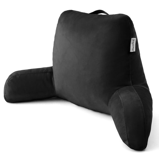 Yagamo Reading Pillow with Adjustable Memory Foam,Adult Backrest with Arms, Back Pillow for Sitting in Bed with Washable Cover- Large, Black
