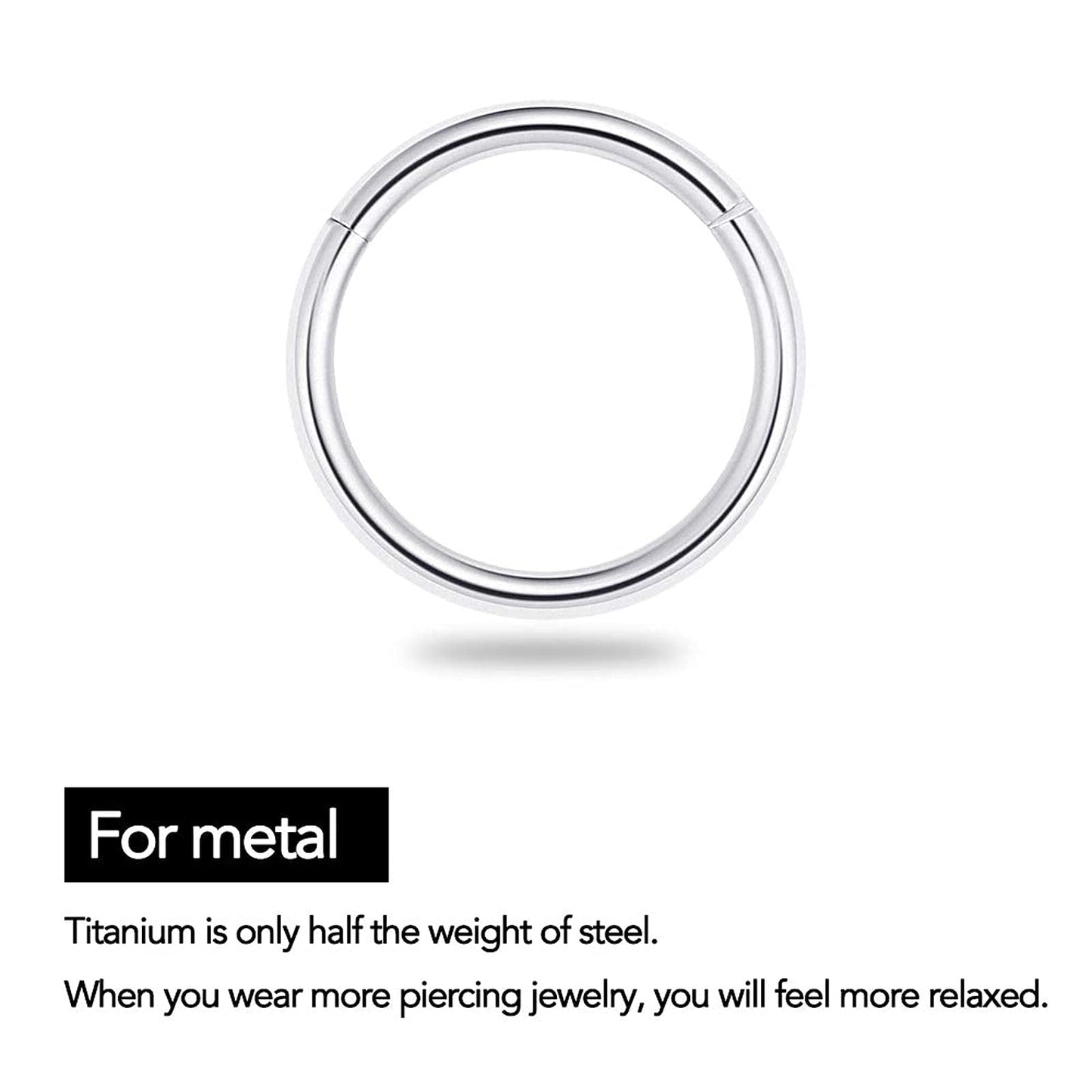 BOGKU 6pcs G23 Titanium Septum Rings Hinged Nose Ring Hoops for Women Men 16G Cartilage Hoop Earrings Body Piercing Jewelry Gold Lip Rings - Diameter 6mm 8mm 10mm