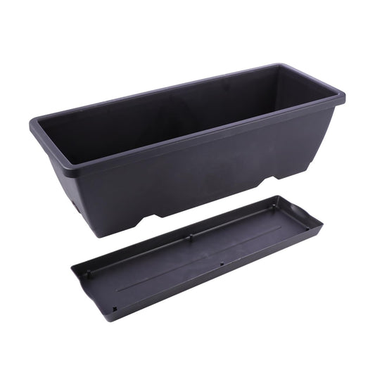 ERINGOGO Rectangular Garden Planter 19.68 Inch Plastic Plant Pot with Drainage Hole and Saucer for Indoor Outdoor Use Balcony Patio Herb Vegetable Container