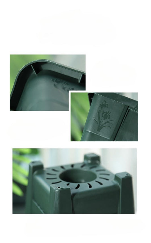 Leaf & Living Extreme-Breathe Planter Pots with Saucer, Set of 5, Square 6 Inch Pot, Extra Side Drainage, Elevated Base, Most Effective for Seeds and Seedling Root Growth