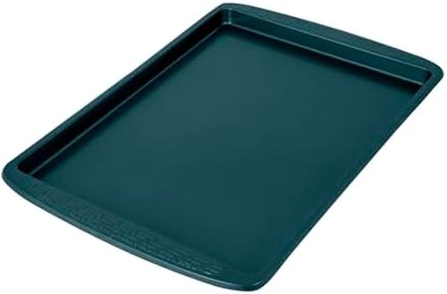 Chicago Metallic Large Nonstick Baking Sheet - 13x18 Inch Jelly Roll Pan in Emerald Green with Textured Grip Handles