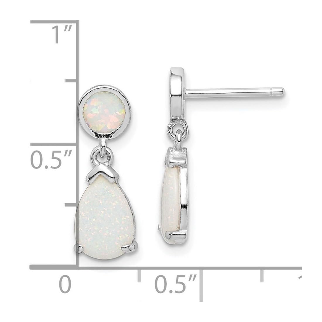 925 Sterling Silver Rhodium Plated Simulated Opal Teardrop Dangle Post Earrings 18.27mm long Dangle Earring for Women