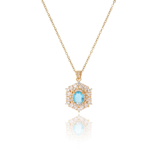 Blue Baroque Aquamarine Necklaces for Women-Gold Plated Healing Crystal March Birthstone Necklace For Valentines Day Mother's Day Christmas Birthday Gifts