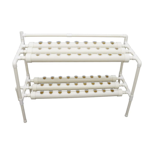 EQCOTWEA Wall-Mounted Hydroponic Grow Kit 54 Plant Sites Hydroponics Planting System 6 PVC Pipes Hydroponic Gardening Indoor System with 110V Water Pump,Planting Sponge,Hose