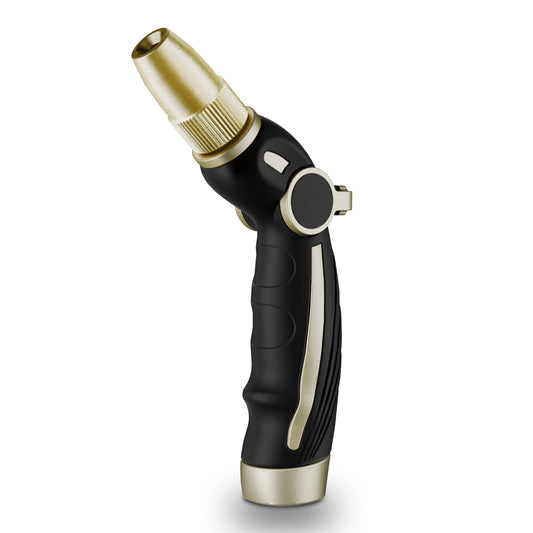 RESTMO High Pressure Hose Nozzle Sprayer, Heavy Duty Brass Head, Metal Water Hose Nozzle for Car Washing, Garden Cleaning, Lawn and Plant Watering, Adjustable Thumb Flow Control, 4 Spray Patterns