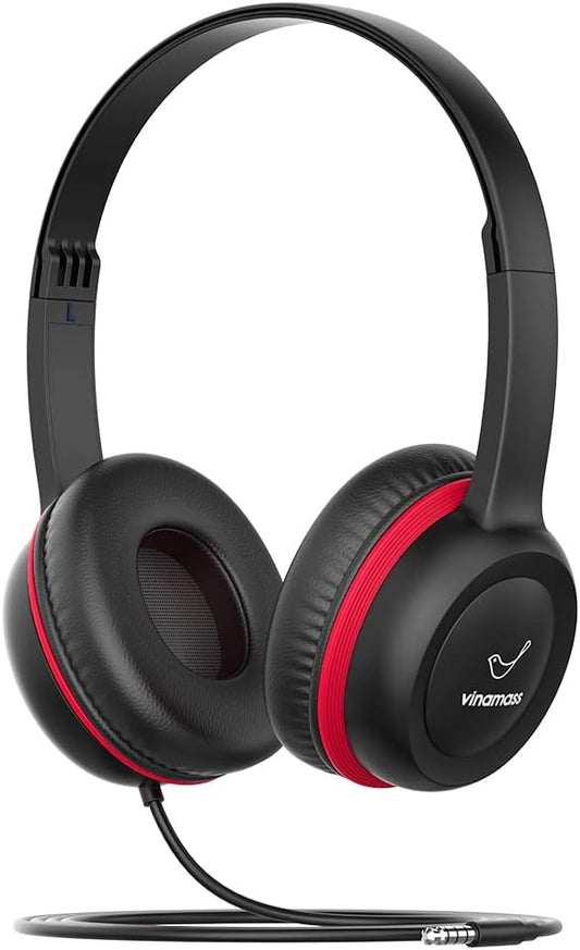 3.5mm vinamass Kids Headphones, Wired Headphones for Kid with Safe Volume Limiter, Kid Headphone with Cord Jack, On-Ear