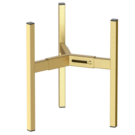 BSTMAI Metal Plant Stand, Adjustable Size Fits 10 12 13 14 15 16 Inches Large Planter Pot,Mid Century Expandable Plant Holder Indoor Outdoor Corner (HeavyGold-III, Fits all pots between 8" and 16")