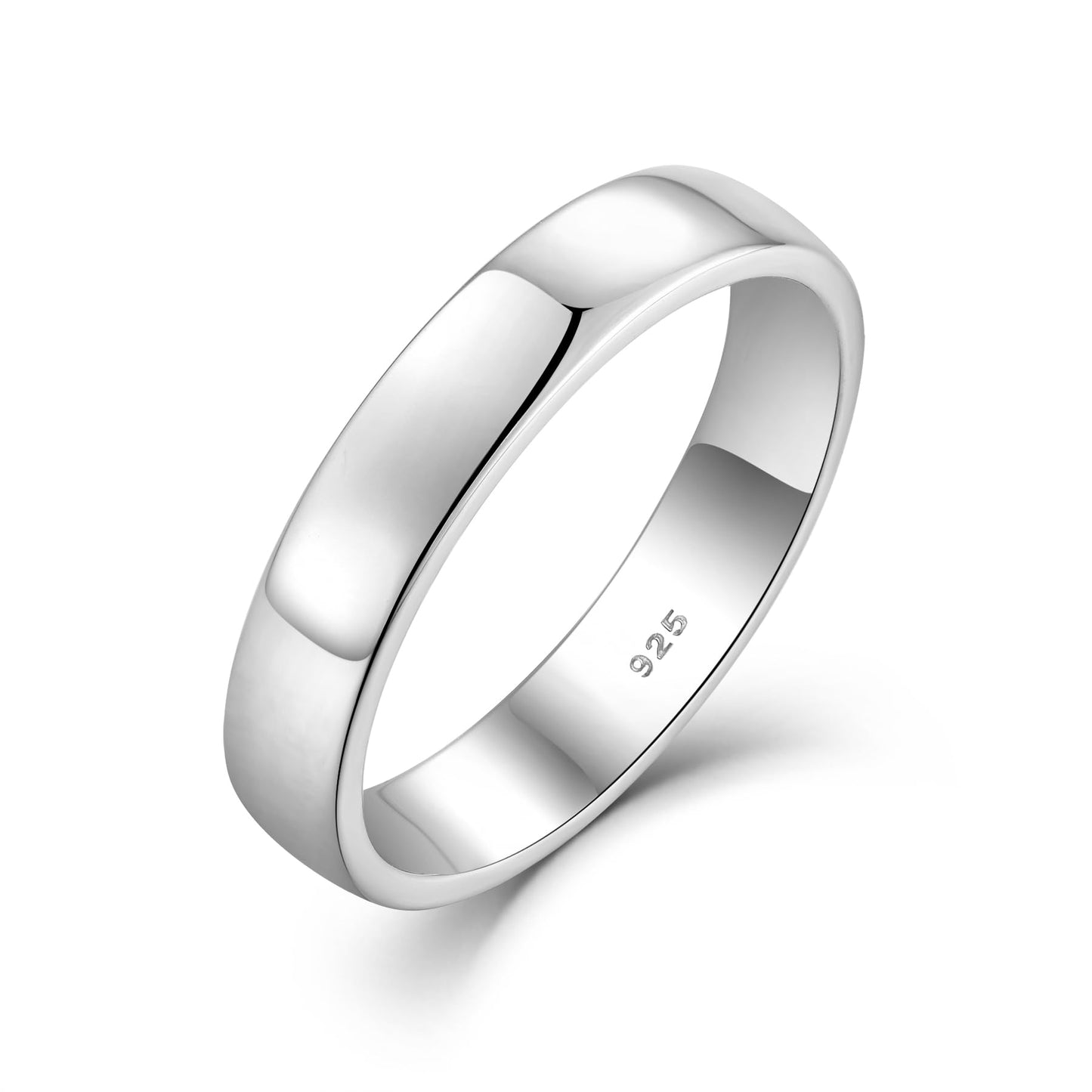 STARCHENIE Solid 925 Sterling Silver 4mm Wedding Band Ring, Comfort Fit High Polish, for Men and Women (Size 7)