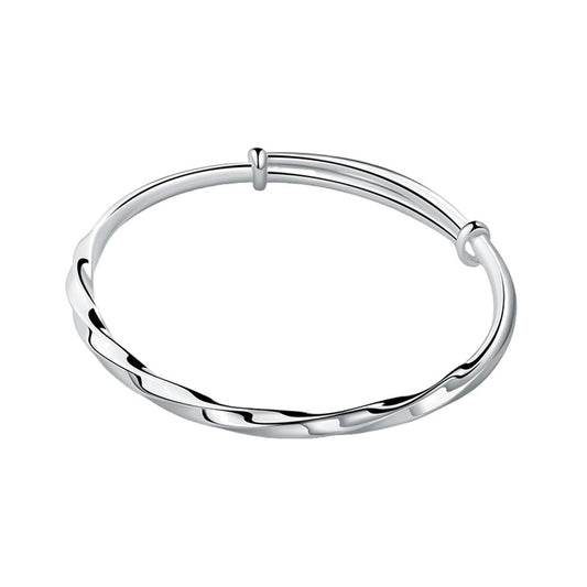 Baoaichi Handmade 925 Sterling Silver Bangle Bracelets For Women Twist Wave Bangles Minimalist Statement Bracelets Adjustable Bangle Daily Jewelry for Christmas & Birthday Gift