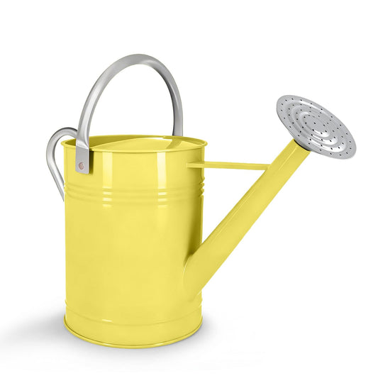 Metal Watering Can for Outdoor Plants, 1.7 Gallon Yellow Garden Watering Can for Flower, Houseplants, Galvanized Finish