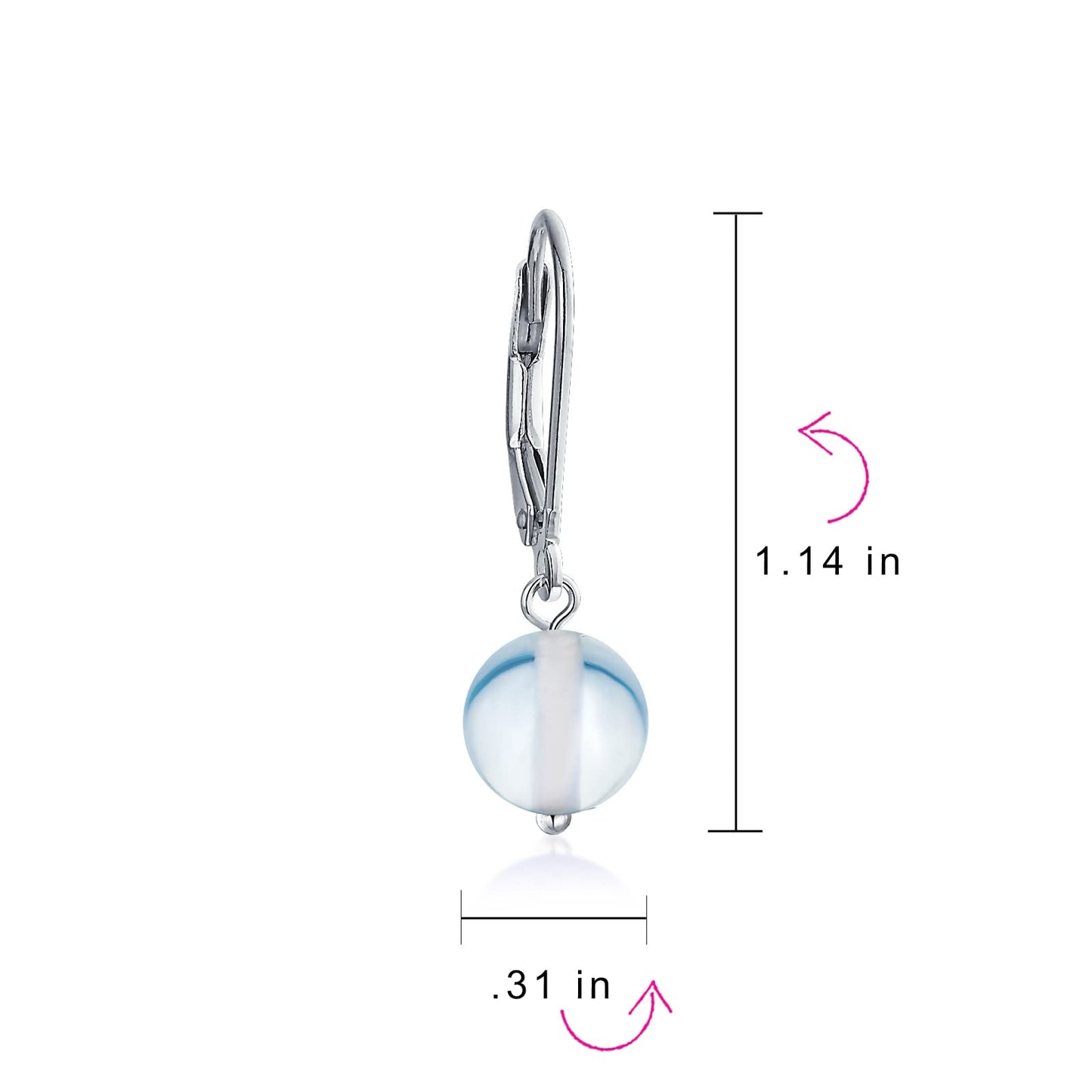 Bling Jewelry Timeless .925 Sterling Silver Purple Amethyst, Translucent Chalcedony & Green Aventurine Bead 8mm Ball Drop Earrings Secure Lever Back Genuine Gemstone (Set of 3)