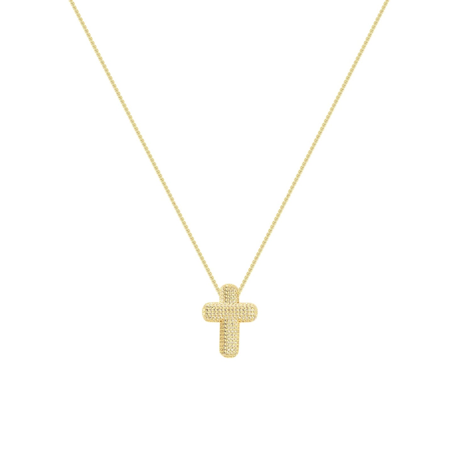 OGD Cross Necklace for Women Gold Plated 14K Dainty Cross Chain Pendant Trendy CZ Diamond Crucifix Charm Bubble Necklace Non Tarnish Hypoallergenic Faith Choker Religious Gifts for Women