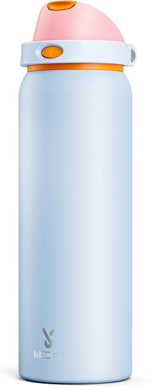 Meoky 40 oz Insulated Water Bottle - Leak Proof Stainless Steel with 2-in-1 Lid, BPA-Free, Periwinkle