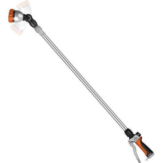 RESTMO 36”-60” Metal Watering Wand, Long Telescopic Tube | 180° Adjustable Ratcheting Head | 7 Spray Patterns | Flow Control, Perfect Garden Hose Sprayer to Water Hanging Baskets, Shrubs, Orange