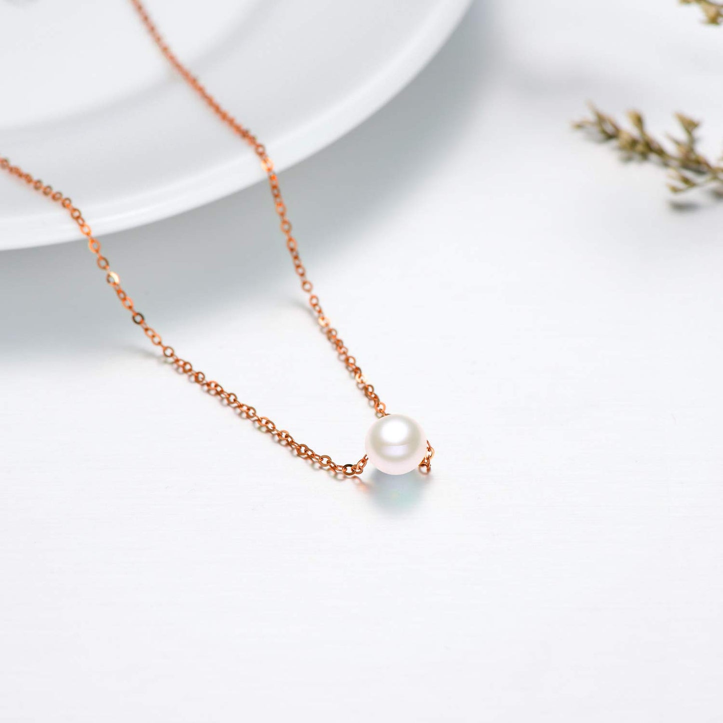 14K Solid Gold Pearl Necklaces for Women, Real Freshwater Cultured Pearl Choker Necklaces Fine Jewelry Gifts for Her, Mom, Wife 16"-18"