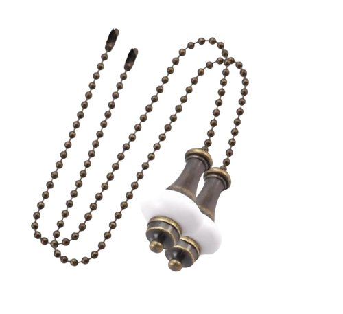 LuoQiuFa 2 Pack Ceiling Fan Chain Pulls Decorative 12 Inches Bronze Color With White Ceramic Pendant Extension For Ceiling Light Lamp Fan Chain (Copper)