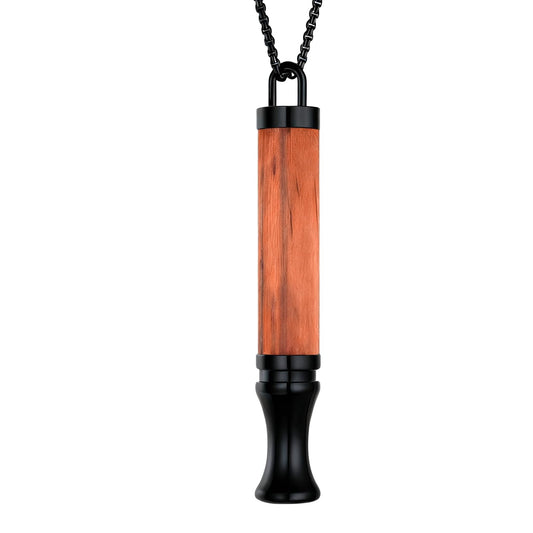 BOLAGTIER Mindful Breathing Necklace: Natural Wood Fidget Charm for Anxiety Relief & Quit Smoking Aid, Stainless Steel Sensory Pendant to Calm Your Mind (Black)