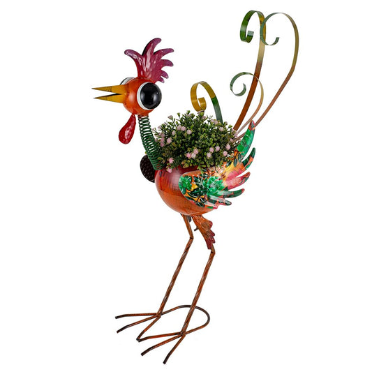 SUNNYGARDEN Rooster Decor Outdoor Planter,24.8 Inch Tall Metal Yard Decor Planters for Outdoor Plants, Weather-Resistant Outdoor Flower Pots for Garden Patio Porch Decor