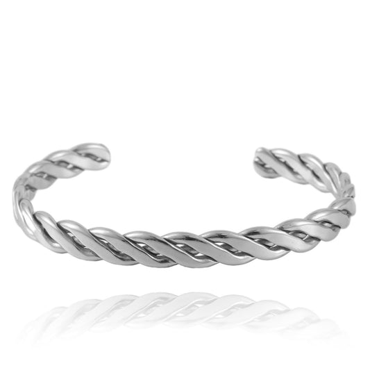 Baoaichi 925 Sterling Silver Twisted Bracelet for Women & Men Open Adjustable Wraps Cuff Bangle Minimalist Unisex Stainless Steel Bracelet for Men Punk Style Jewelry Gift for Birthday Father's Day