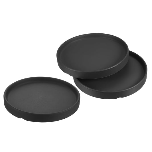 PATIKIL Plant Pot Saucer 6 Inch OD, 3 Pack Ceramic Round Flower Drip Tray for Indoor Outdoor, Black