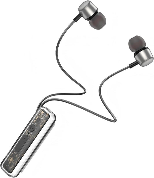 ZXQ Lapel-Clip Neckband Bluetooth Earbuds with Microphone,Magnetic Clip in-Ear Wireless Headphone Earphone