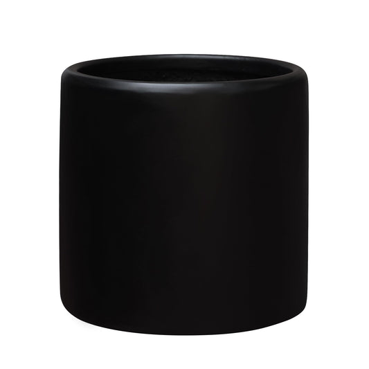 DEPLA LANE Lumero Fiberstone Cylinder Planter (12.0" Pot Opening x 13.8" D x 13.8" H) Smooth Finishes, Lightweight, Durable, UV Resistant, Modern Minimalist Decor, Indoor Outdoor Plant Pot (L, Black)