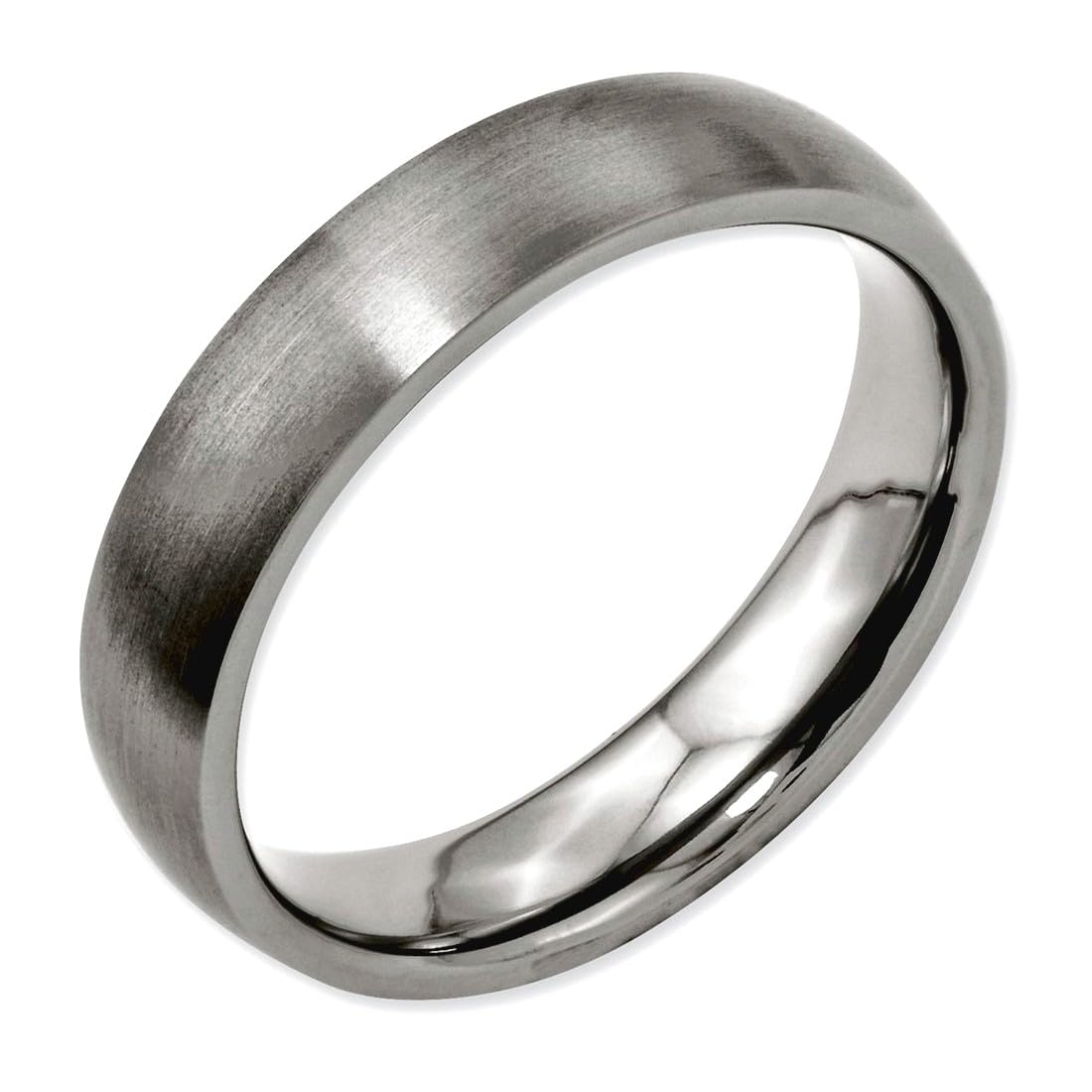 JewelryWeb Titanium Half Round 5mm Brushed Band Ring Size 10 Ring for Women and Men