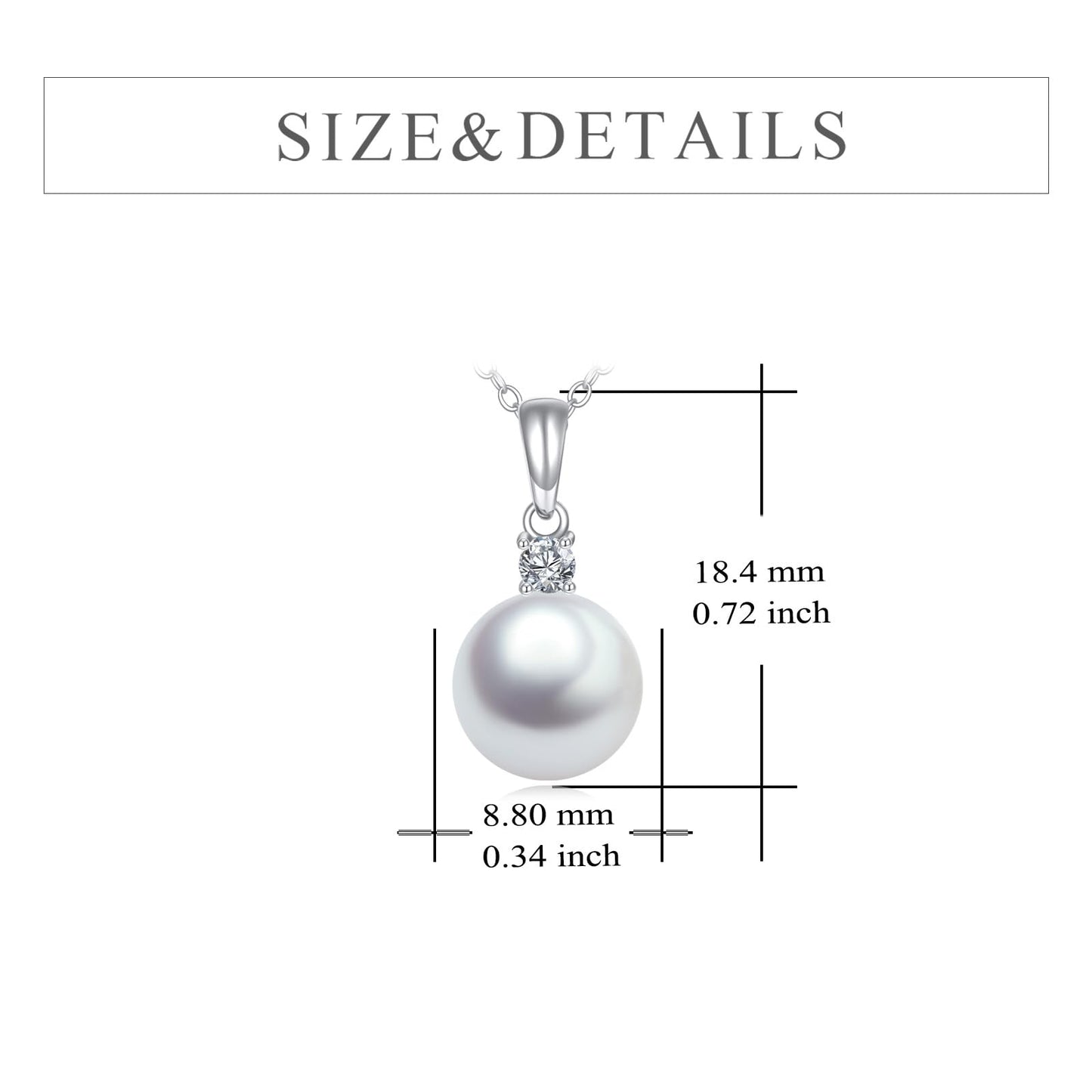 14K Gold Pearl Pendant Necklace for Women (Freshwater Cultured Pearl), Real Gold Present Jewelry Gifts for Wife Girlfriend Mother Mom, 16"-18" (3-white gold)